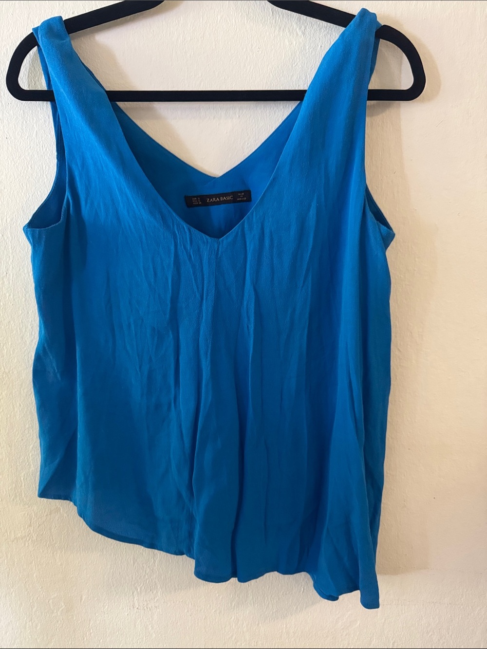 Zara Blue V-Neck Assymetrical Flowy Lightweight Top